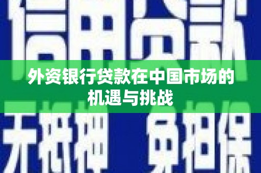 田尾外资银行贷款在中国市场的机遇与挑战